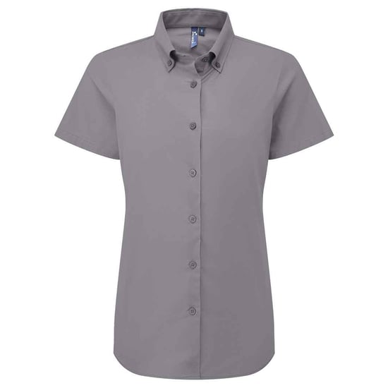 Premier Womens/Ladies Supreme Oxford Short-Sleeved Formal Shirt (Steel) - Image 1