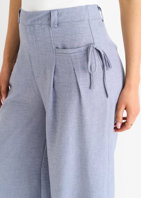Linen Look High Waist Wide Leg Trousers - Image 2