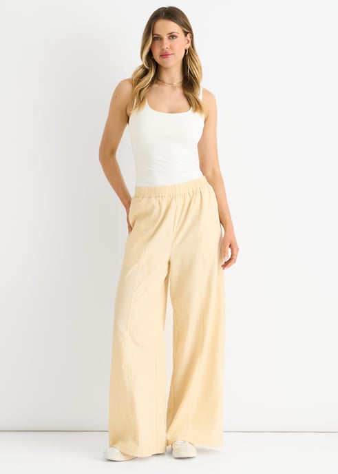 Cream Elasticated Waist Trousers - Image 1