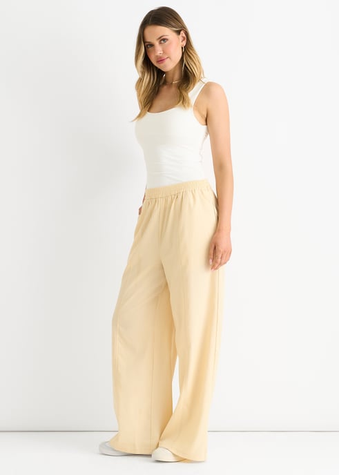 Cream Elasticated Waist Trousers - Image 3