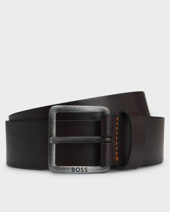 BOSS Orange Jeeko Mens Leather Belt with Logo Buckle NOS - Image 1