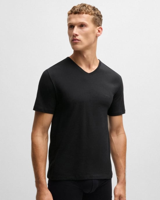 BOSS Orange 3-Pack Mens V-Neck Underwear T-Shirts in Cotton Jersey - Image 4