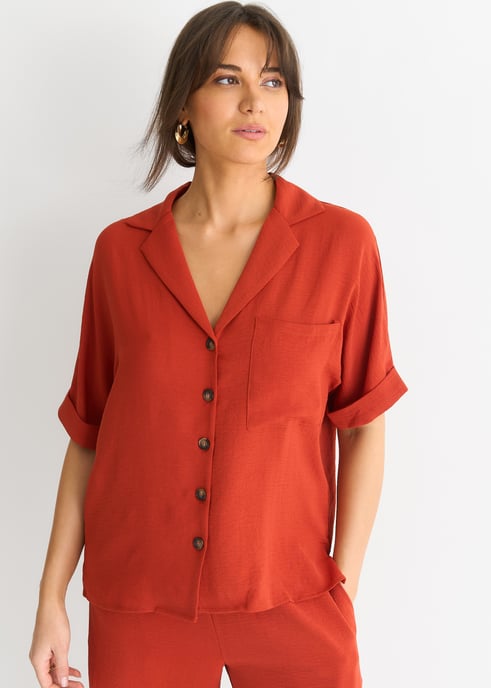 Rust Air Flow Oversized Shirt Top - Image 2