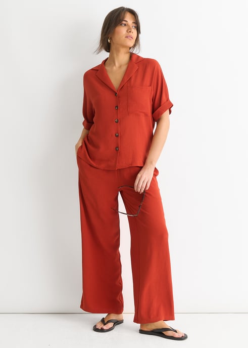 Rust Air Flow Oversized Shirt Top - Image 3