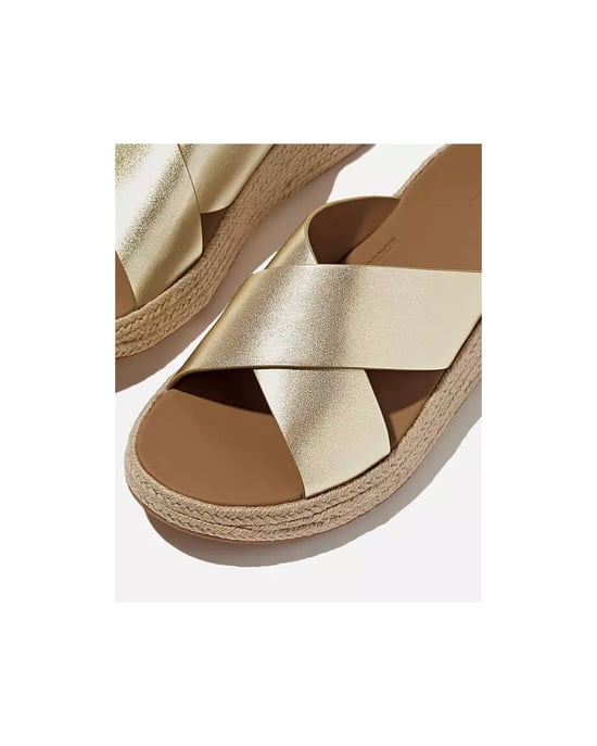 FitFlop Womens F-Mode Espadrille Leather Flatform Cross Slides - Image 4