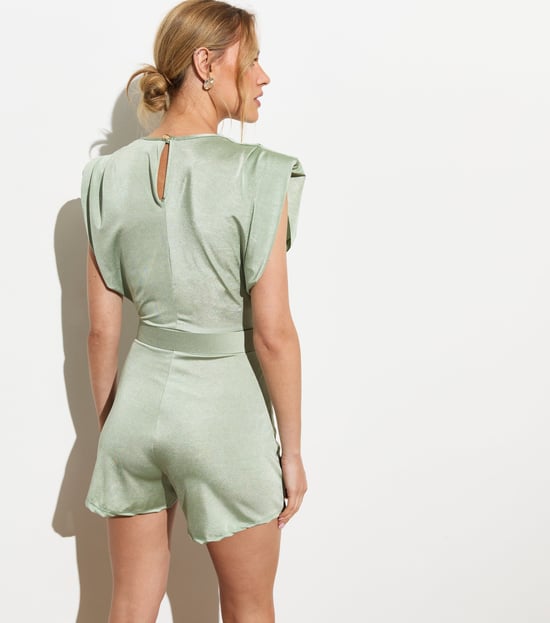 Mint Cowl Neck Belted Skort Playsuit - Image 4