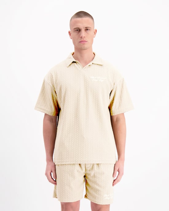 Black Bananas Terry Lounge Polo, Zand - Image 2