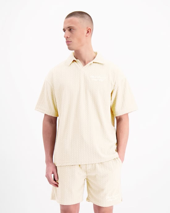 Black Bananas Terry Lounge Polo, Zand - Image 4