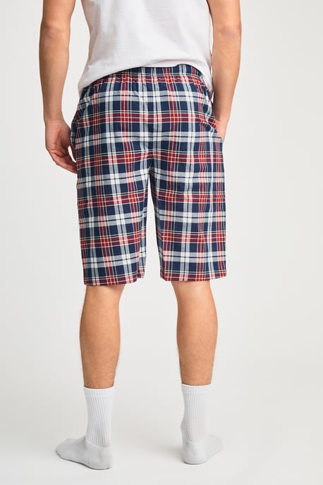 Red Cotton Checked  Lounge Shorts - Image 2