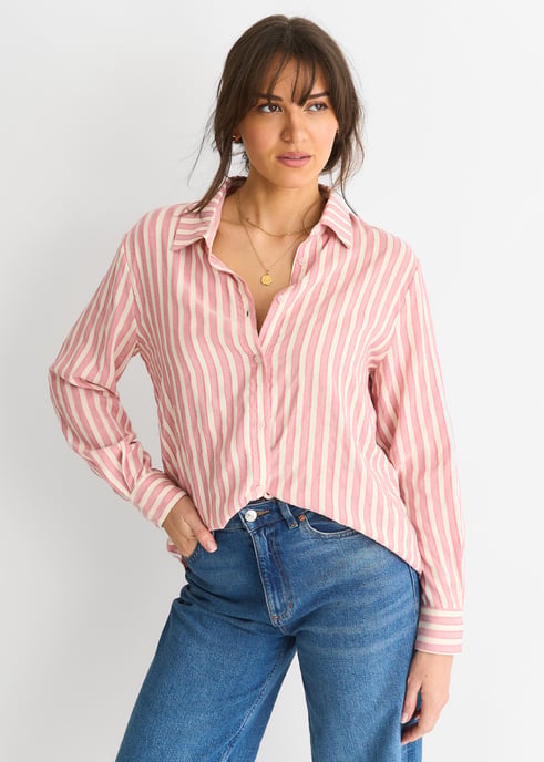 Blush Stripe Viscose Oversized Shirt - Image 2