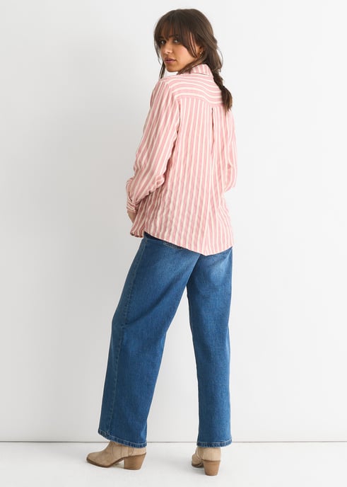 Blush Stripe Viscose Oversized Shirt - Image 3