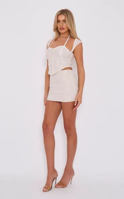 White Lace Mini Skirt - Image 3