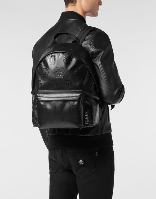 Nappa-ryggsäck med präglat monogram - Image 3
