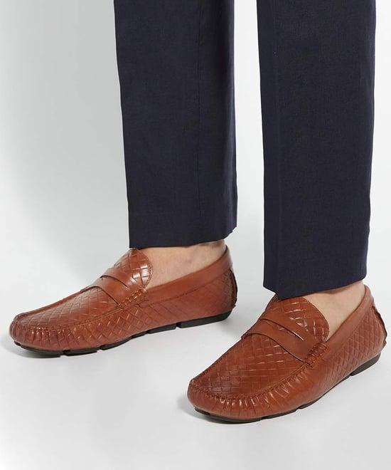 Dune Mens Bradlay Woven - Leather Stamp Weave Driver - Image 3