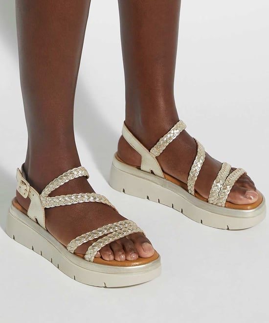 Dune Ladies Lexture - Woven Leather Asymmetric Strap Flatform Sandals - Image 3