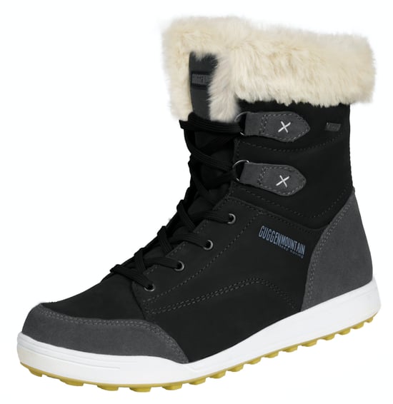 Dames Winterlaarzen Echt Leer met Imitatiebont Zwart - Image 1