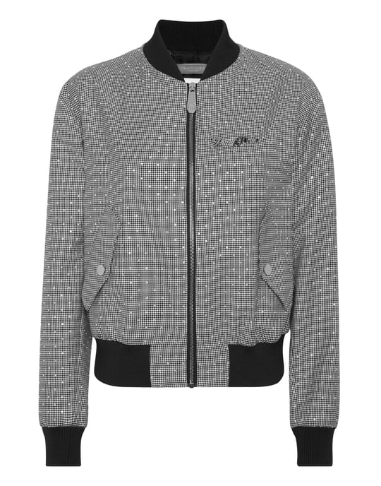 Cropped Bomber Pied De Poule - Image 1