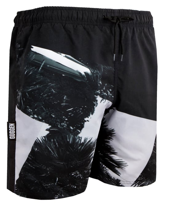 Badshorts för Män med Vit Svart Palmmönster - Image 4
