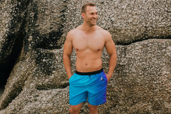 Badshorts för Män med Mönsterränder Blå Purpur - Image 2