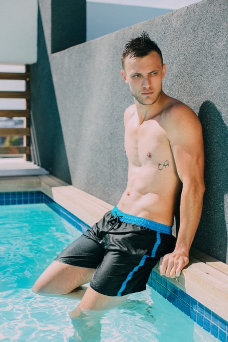 Zwemshort voor heren met patroonstrepen blauw - Image 3