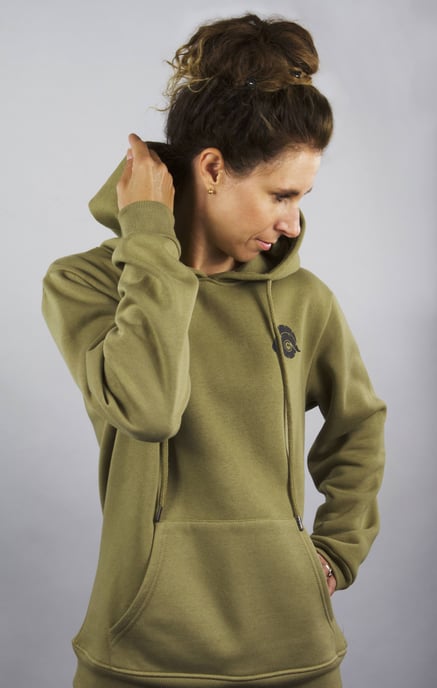 Dames Hoodie Fleece Hoodie Lange Mouw Olijfgroen - Image 4