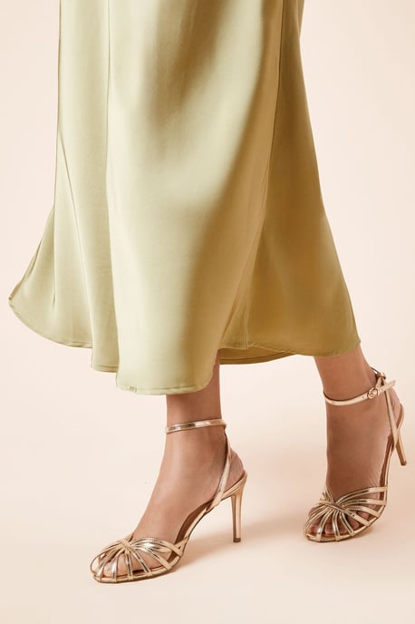 Davey Faux Leather Caged Front High Heel Stiletto Court Shoes - Image 2
