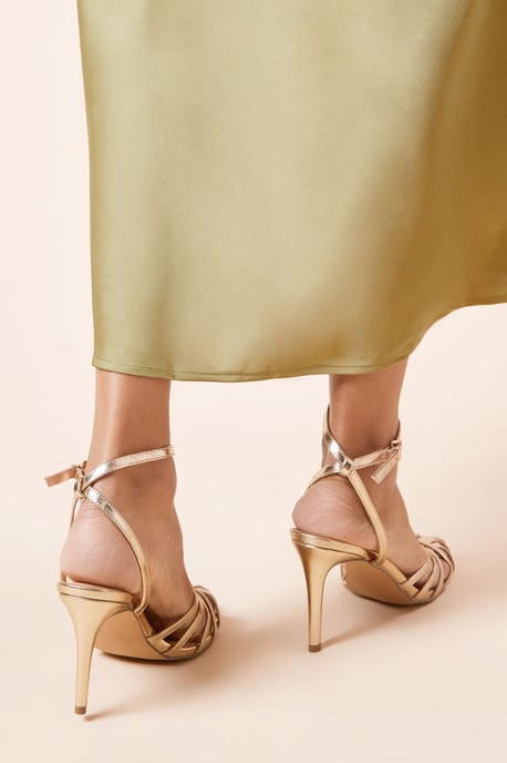 Davey Faux Leather Caged Front High Heel Stiletto Court Shoes - Image 3