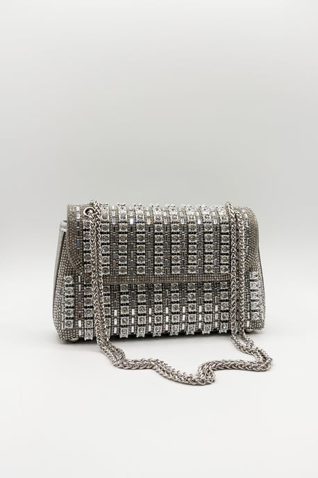 Silver Embellished Shoulder Bag - Image 4