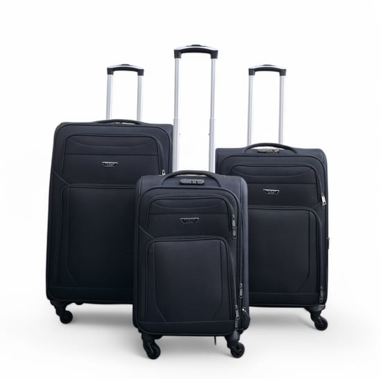 Soft Shell Lightweight Black Nylon 4 Wheel Travel Case Holiday Suitcase - Image 1