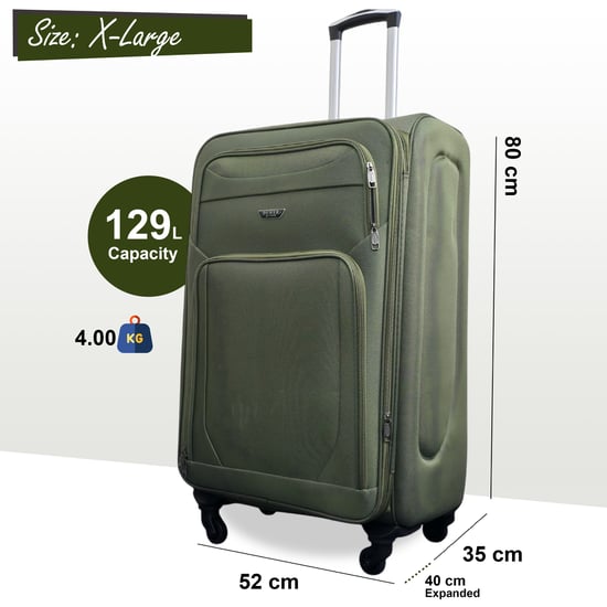 Soft Shell Lightweight Nylon Extra Large 4 Wheels Travel Suitcase - Image 2