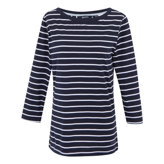 Regatta Womens/Ladies Baylette II Striped T-Shirt (Navy/White) - Image 1
