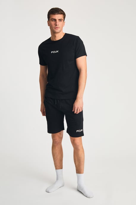 Black Cotton Fcuk Short Sleeve T-Shirt And Short Set - Image 1
