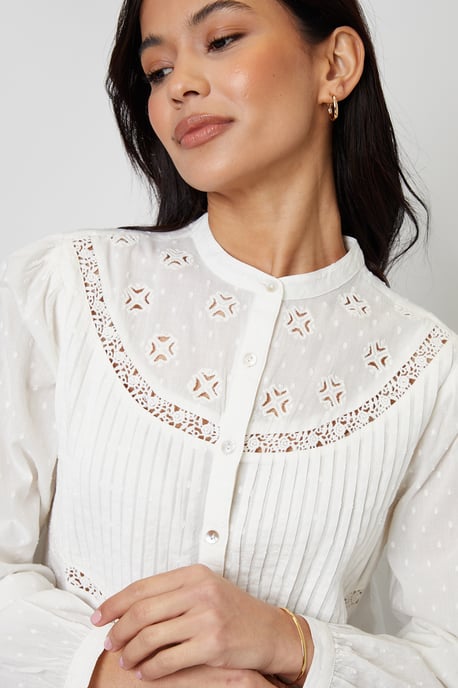 Cream Lace Detail Boho Blouse - Image 3