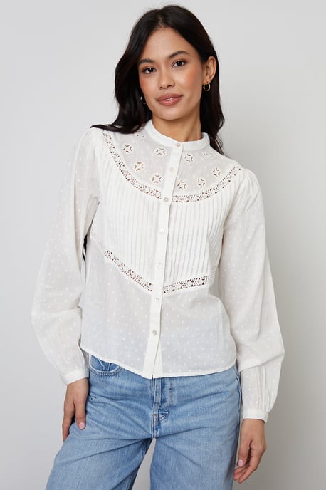 Cream Lace Detail Boho Blouse - Image 4