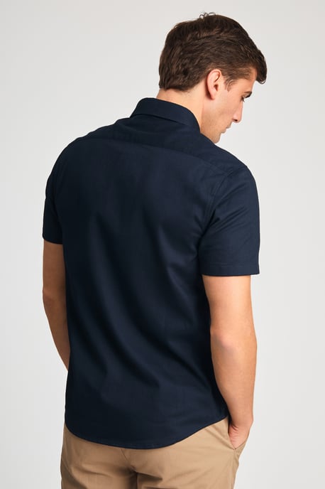 Navy Cotton Oxford Short Sleeve Shirt - Image 2