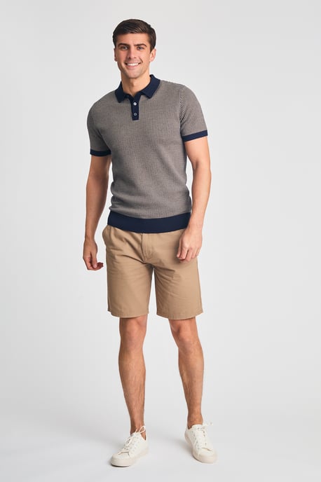 Navy Cotton Short Sleeve Button-Up Polo Shirt - Image 4