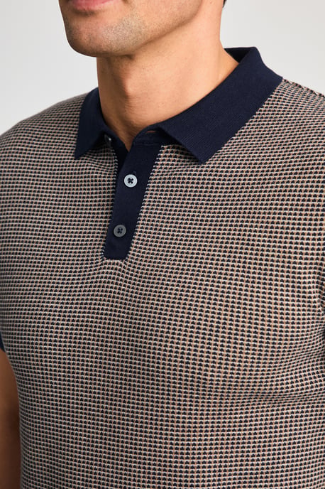 Navy Cotton Short Sleeve Button-Up Polo Shirt - Image 5