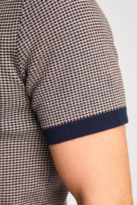 Navy Cotton Short Sleeve Button-Up Polo Shirt - Image 6