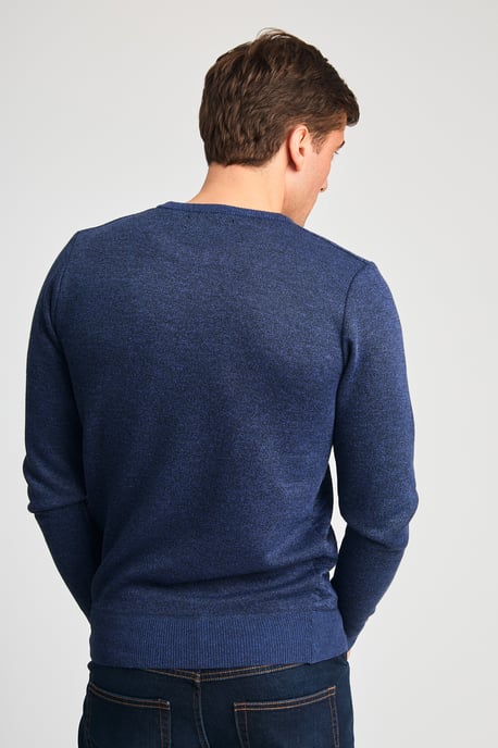 Blue Textured Knit Crew Neck Jumper - Image 2
