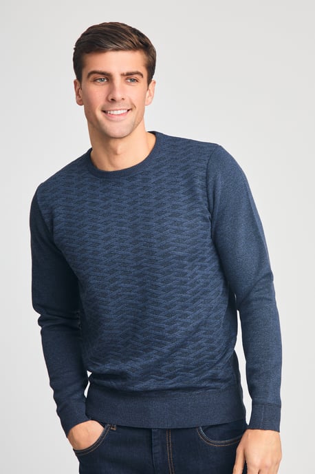 Teal Textured Knit Crew Neck Jumper - Image 1