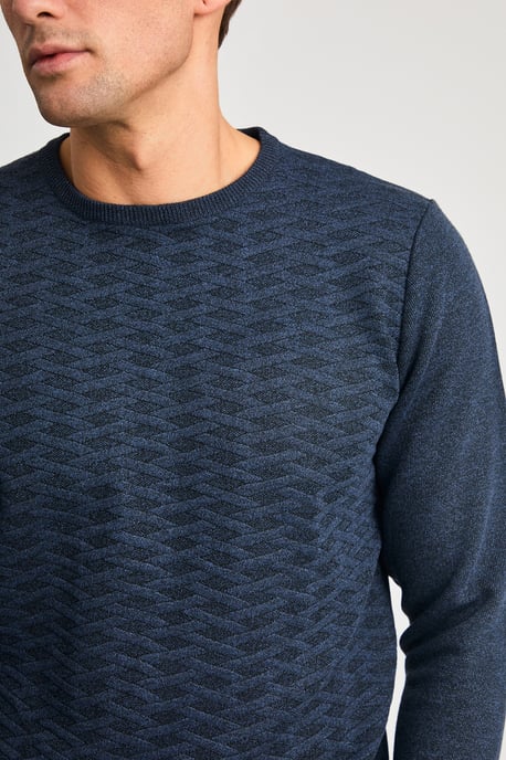 Teal Textured Knit Crew Neck Jumper - Image 4