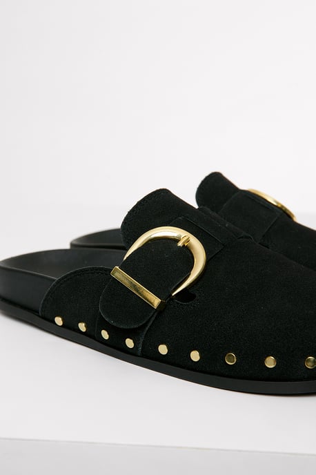 Black Studded Slip On Mule Sandals - Image 3