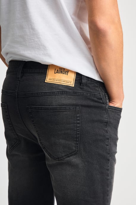 Black Cotton Blend Regular-Fit Denim Shorts - Image 4