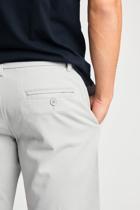 Light Grey Cotton Chino Shorts - Image 4