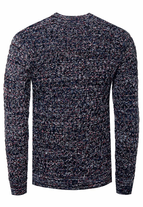 Heavy Contrast Coarse Knit Round Neck Sweater - Image 2
