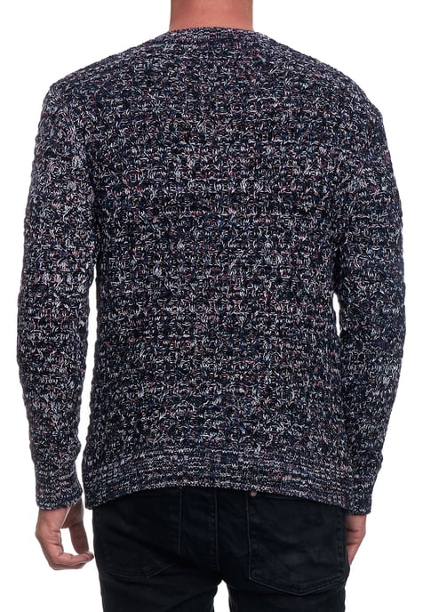 Heavy Contrast Coarse Knit Round Neck Sweater - Image 4
