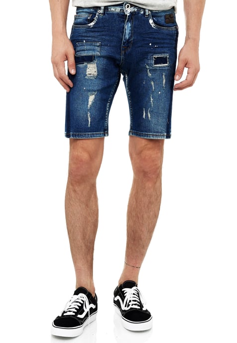 Destroyed Jeans Short Slim Fit "NAVITO" Donkerblauw Gebruikt - Image 3