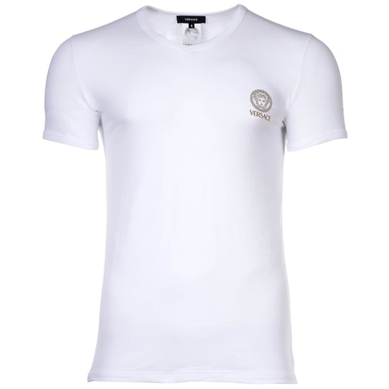 Versace Short Sleeves V Neck Jersey Topeka Bi-Stretch Cotton Organic New Logo T-Shirt - Image 1