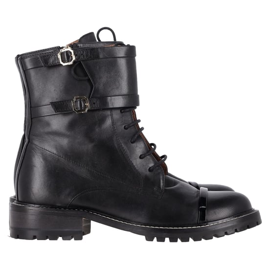 Malone Souliers Combat Boots in Black Leather - Image 1