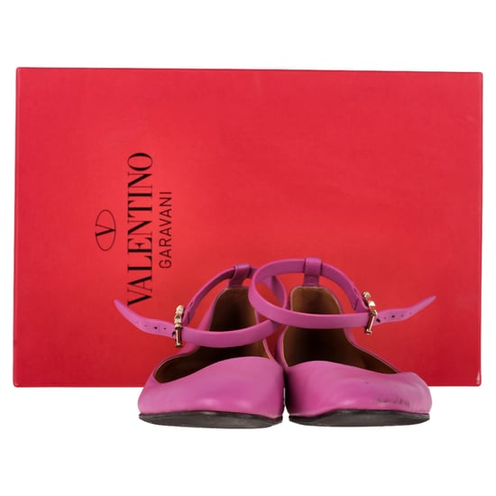Valentino Garavani Tan-Go Ankle-Strap Ballerina Flats in Pink Leather - Image 3